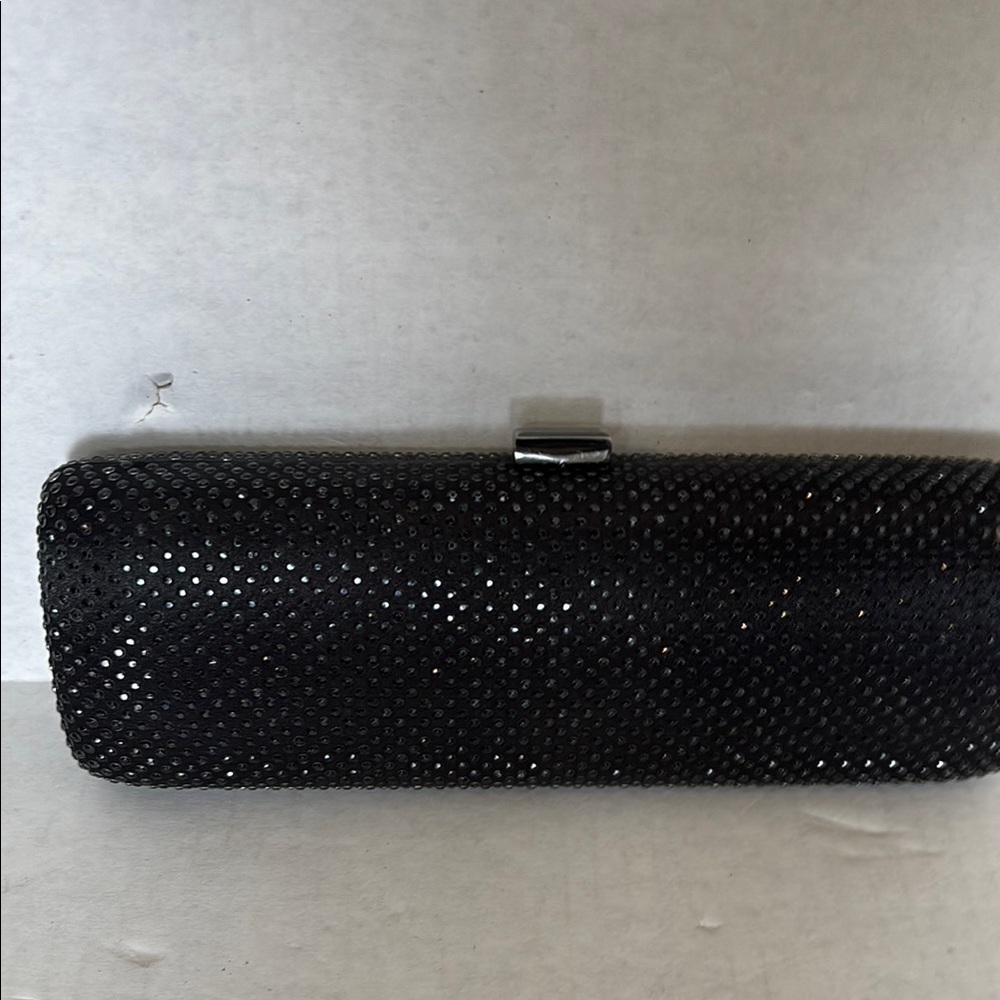 Elegant Black Clutch east west shiny